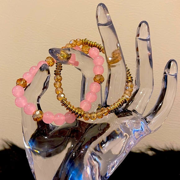 2 Piece Crystal Decor Beaded Bracelet - Picture 1 of 3